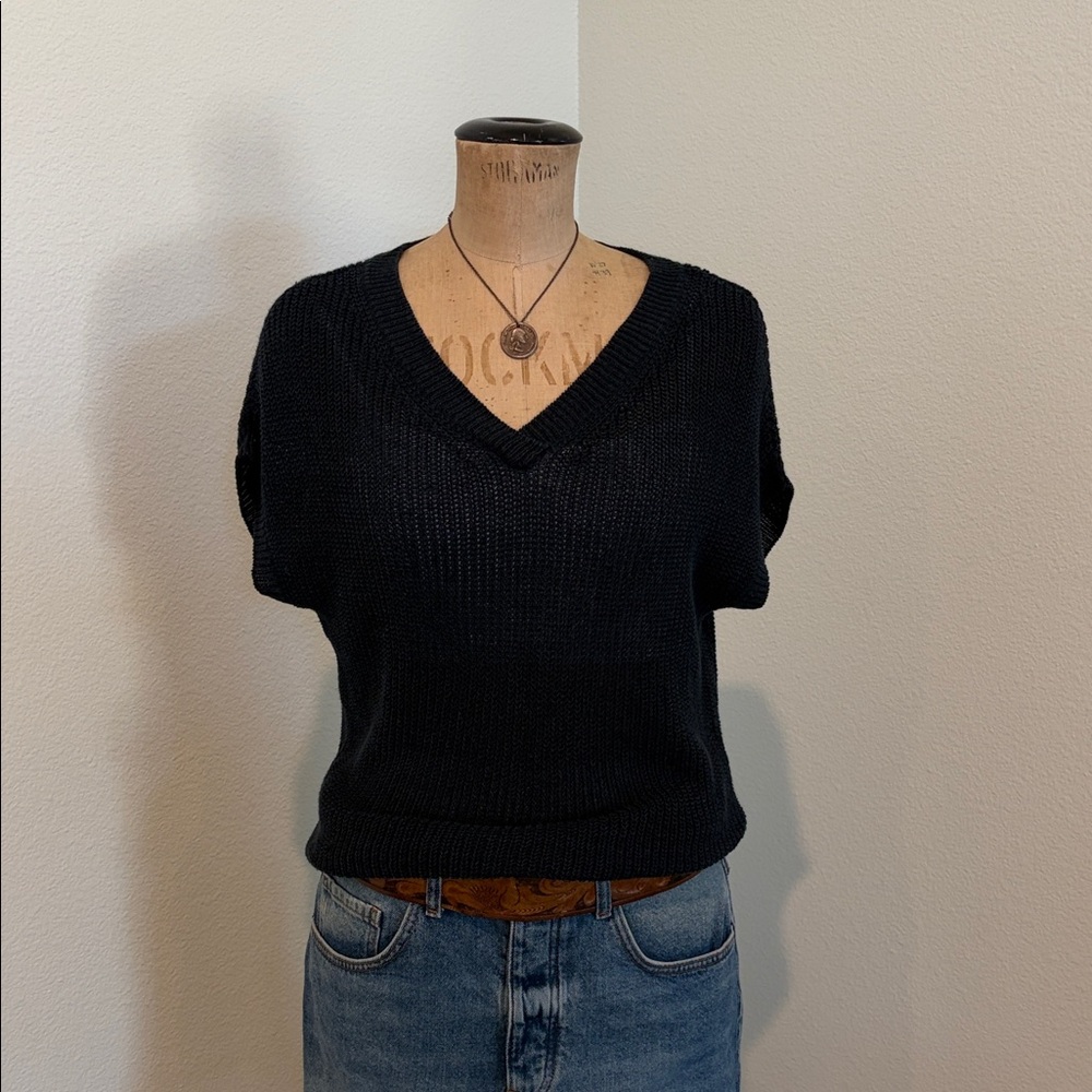Women's NavyV-Neck Sweater